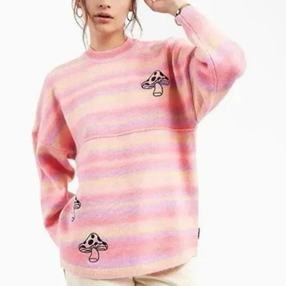 SPIRIT JERSEY Psychedelic Mushroom Knit Sweater Unisex S New with Tags MSRP $148